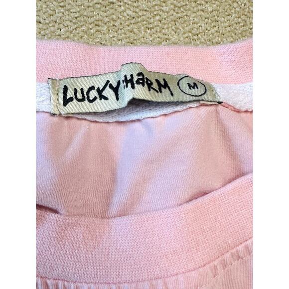 Lucky Charm Pink Tee Shirt With Embrodered Bunny Women's Size M - Picture 4 of 7